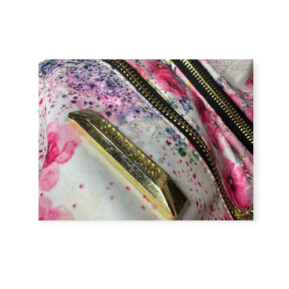 Steve Madden Floral Pink Backpack Travel School Bag Gold‎ Accents Bohochic Y2K